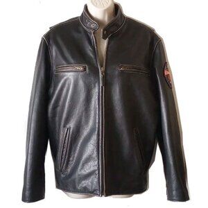 Golden Bear The Lodi Distressed Horsehide Leather Moto Jacket Mission Control